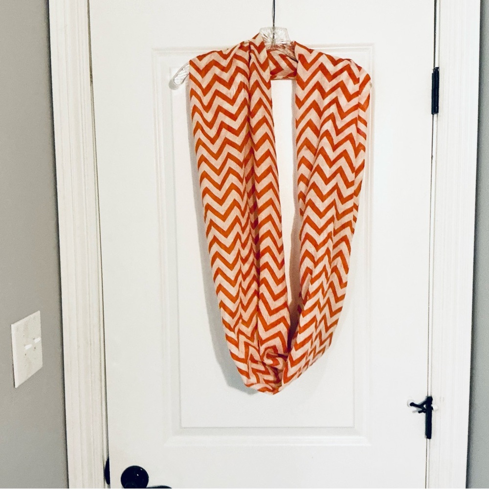Orange Chevron Print Infinity Loop Circle Scarf W… - image 3